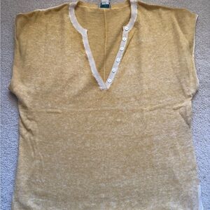 Sundance Mustard Knit Top with Ivory Button Accents